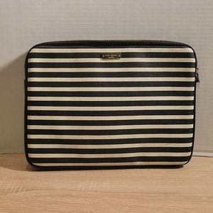 Kate Spade New York Black and White Stripped 13" Nylon Laptop Case